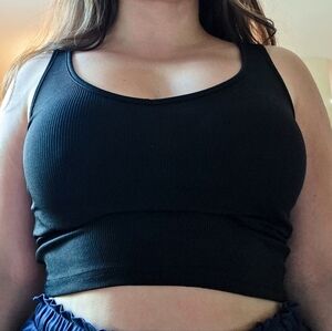 Shein Black Ribbed Cropped Tank (Size M)